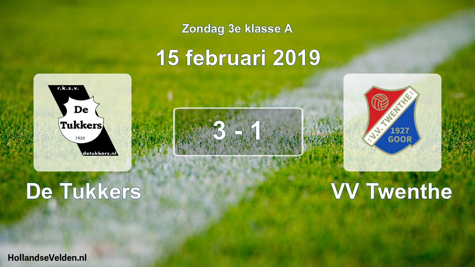 Total number of matches played: De Tukkers - VV Twenthe 3 - 1 (15 February 2019)