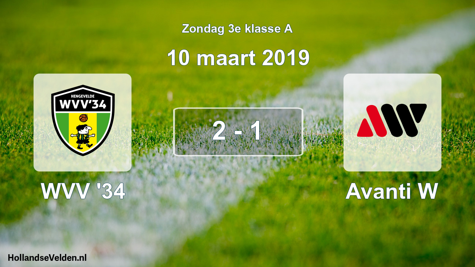 Total number of matches played: WVV '34 - Avanti W 2 - 1 (10 March 2019)