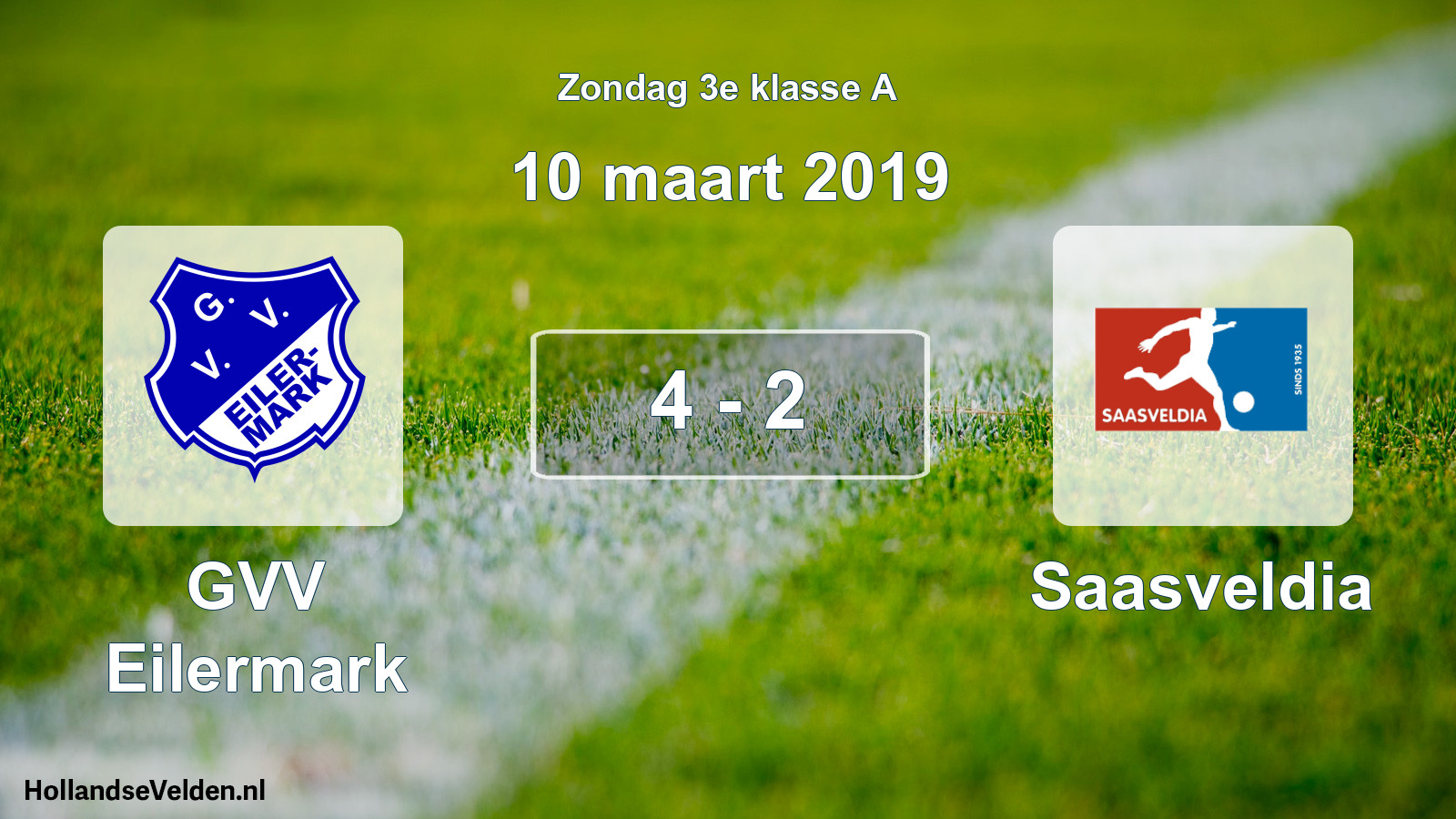 Total number of matches played: GVV Eilermark - Saasveldia 4 - 2 (10 March 2019)