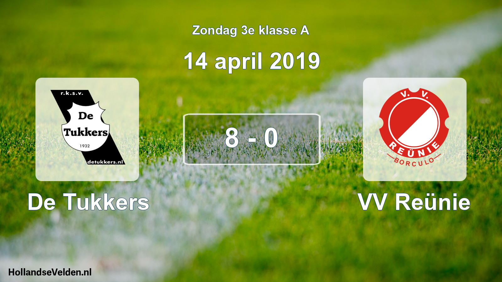 Total number of matches played: De Tukkers - VV Reünie 8 - 0 (14 April 2019)