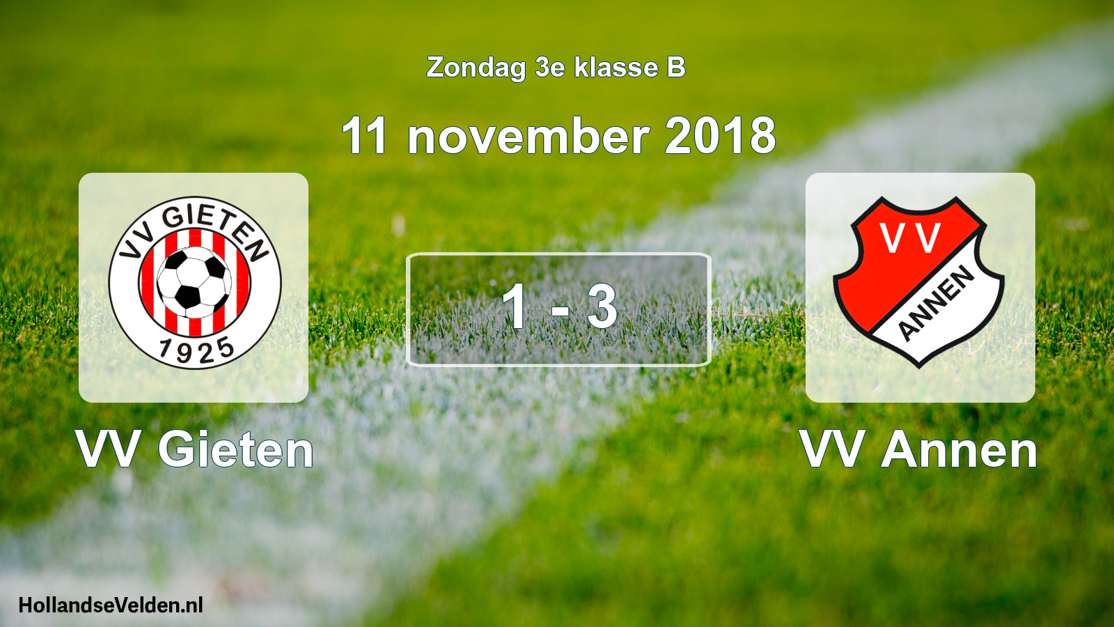 Total number of matches played: VV Gieten - VV Annen 1 - 3 (11 November 2018)