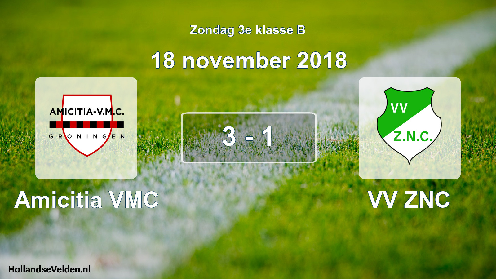 Total number of matches played: Amicitia VMC - VV ZNC 3 - 1 (18 November 2018)