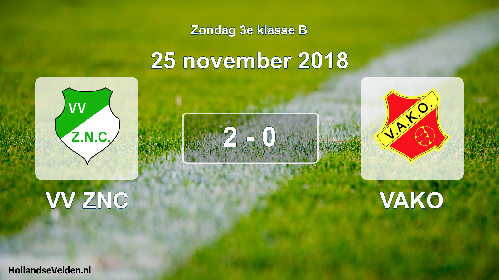 Total number of matches played: VV ZNC - VAKO 2 - 0 (25 November 2018)