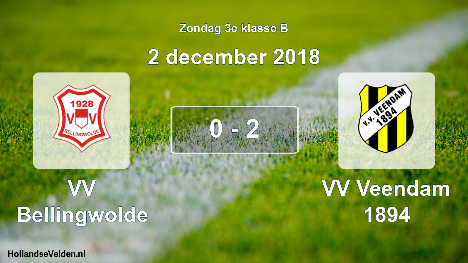 Total number of matches played: VV Bellingwolde - VV Veendam 1894 0 - 2 (2 December 2018)
