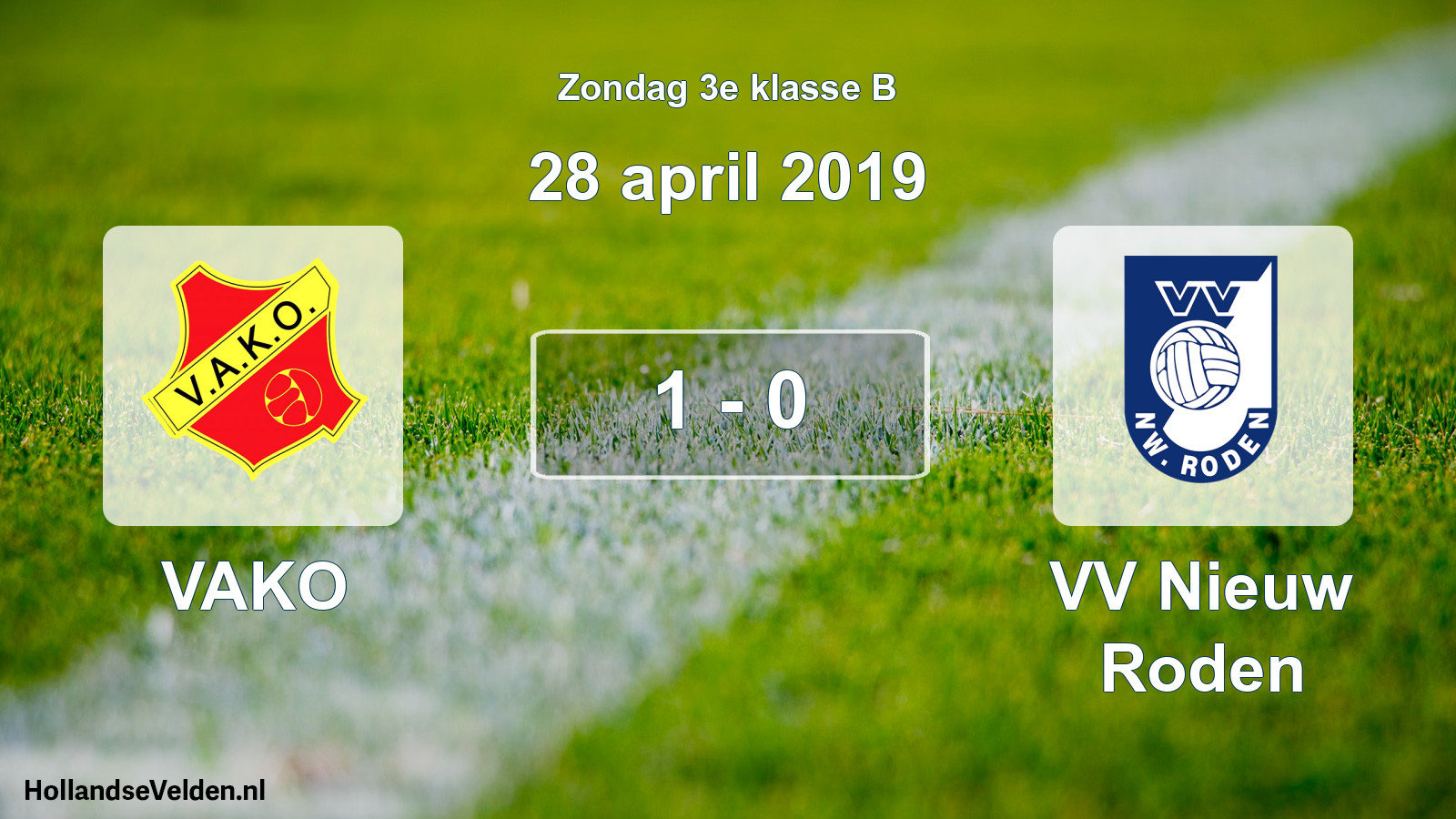 Total number of matches played: VAKO - VV Nieuw Roden 1 - 0 (28 April 2019)