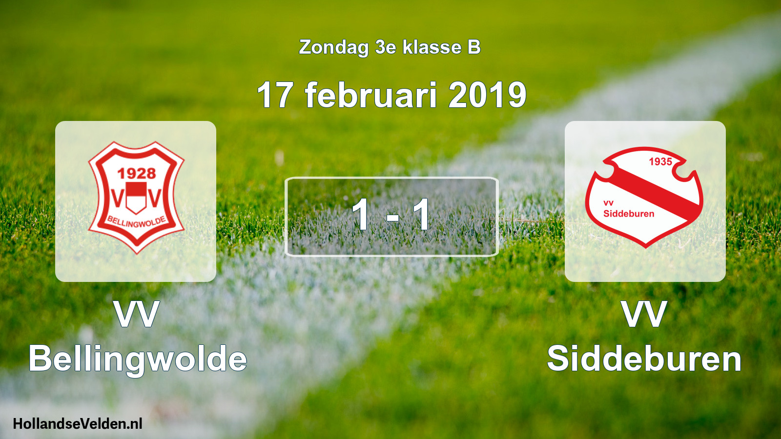 Total number of matches played: VV Bellingwolde - VV Siddeburen 1 - 1 (17 February 2019)