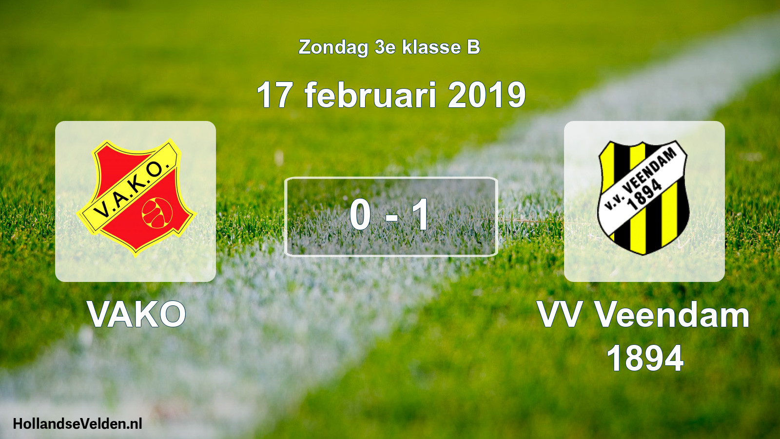 Total number of matches played: VAKO - VV Veendam 1894 0 - 1 (17 February 2019)