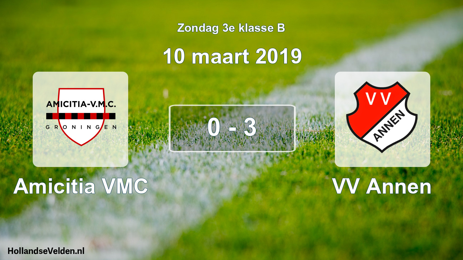 Total number of matches played: Amicitia VMC - VV Annen 0 - 3 (10 March 2019)