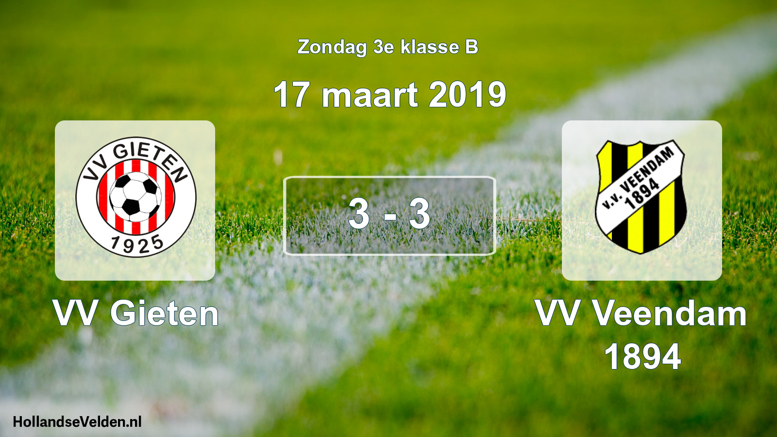 Total number of matches played: VV Gieten - VV Veendam 1894 3 - 3 (17 March 2019)