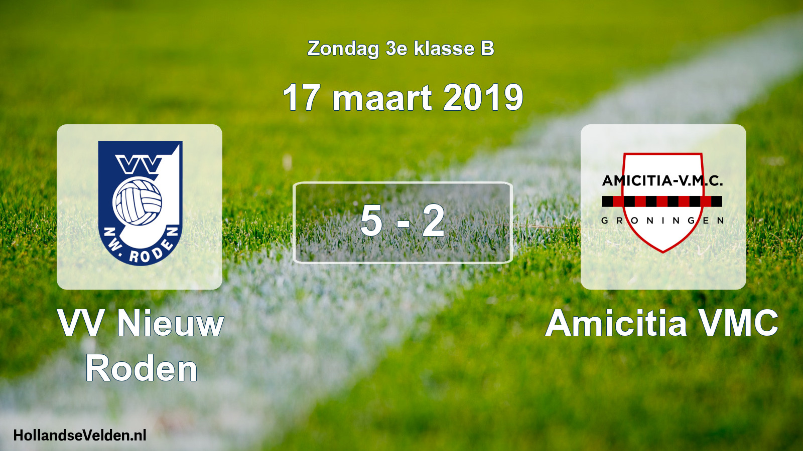 Total number of matches played: VV Nieuw Roden - Amicitia VMC 5 - 2 (17 March 2019)