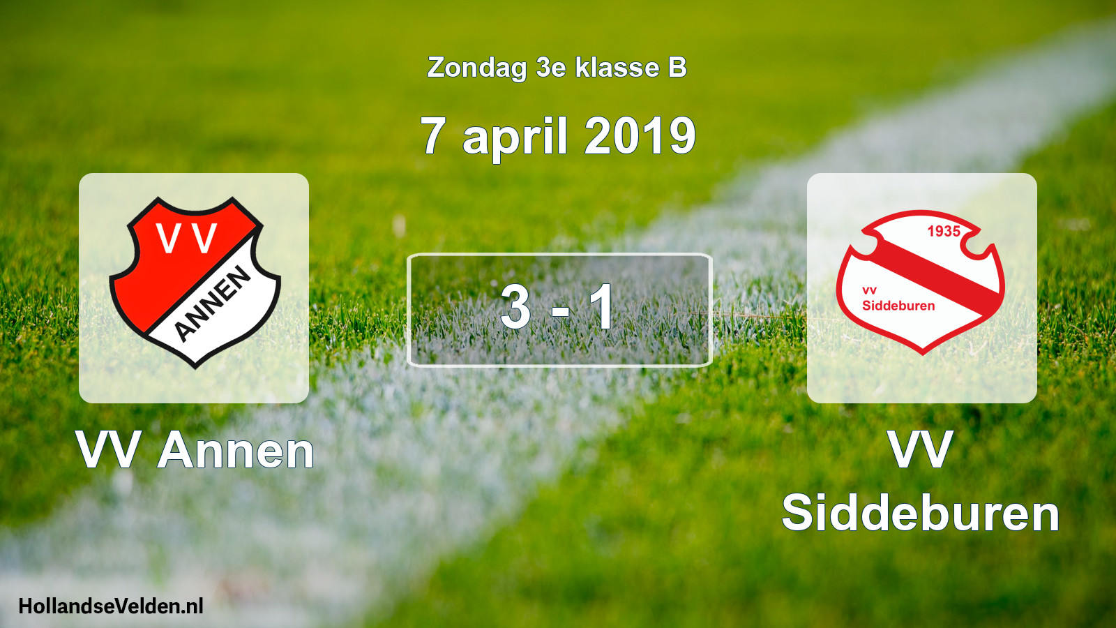 Total number of matches played: VV Annen - VV Siddeburen 3 - 1 (7 April 2019)