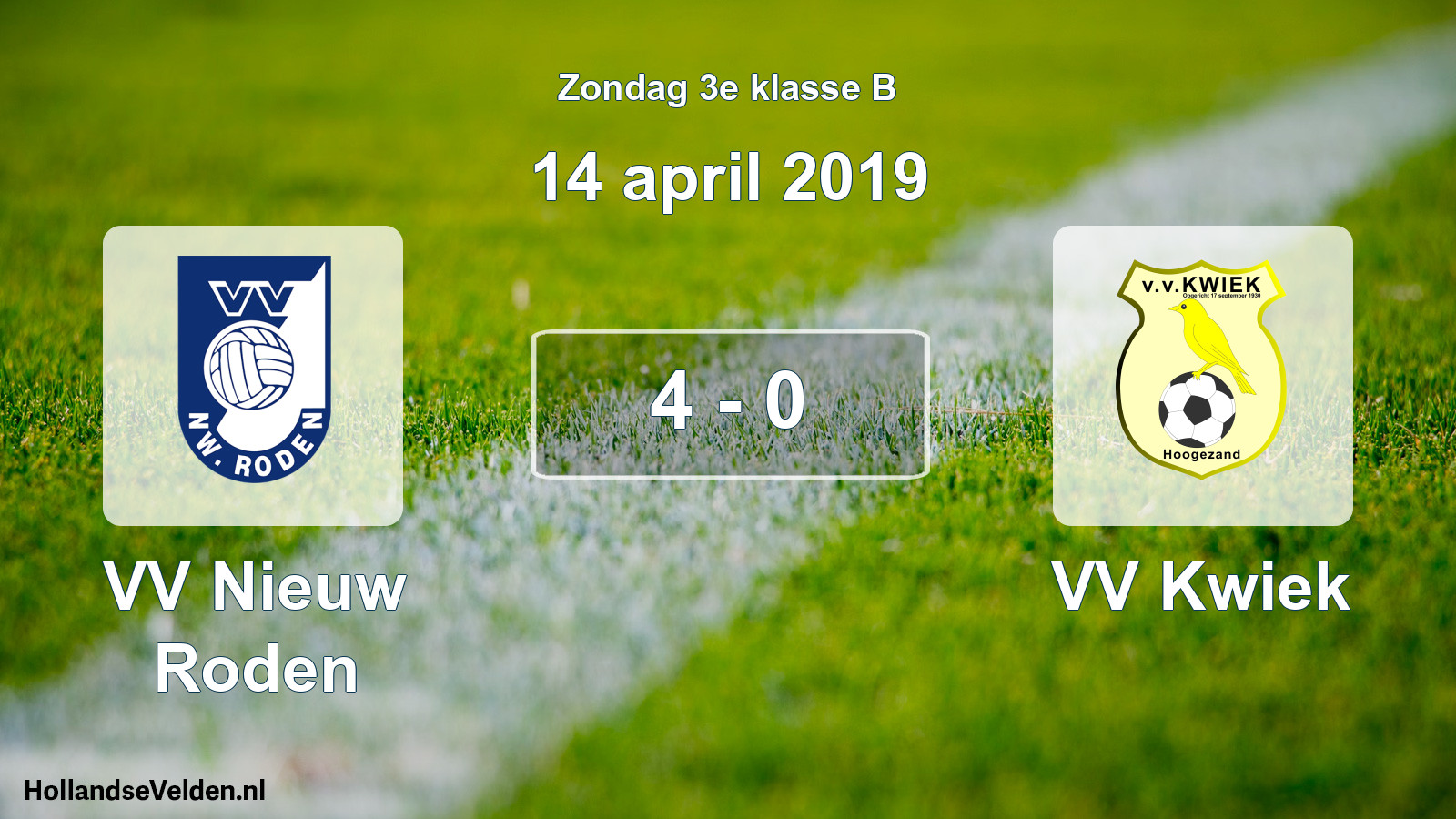 Total number of matches played: VV Nieuw Roden - VV Kwiek 4 - 0 (14 April 2019)
