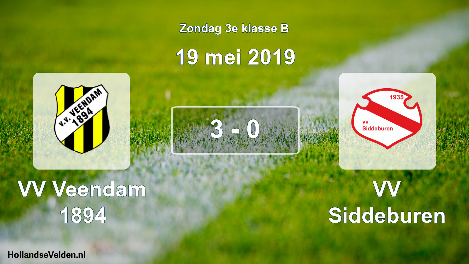 Total number of matches played: VV Veendam 1894 - VV Siddeburen 3 - 0 (19 May 2019)