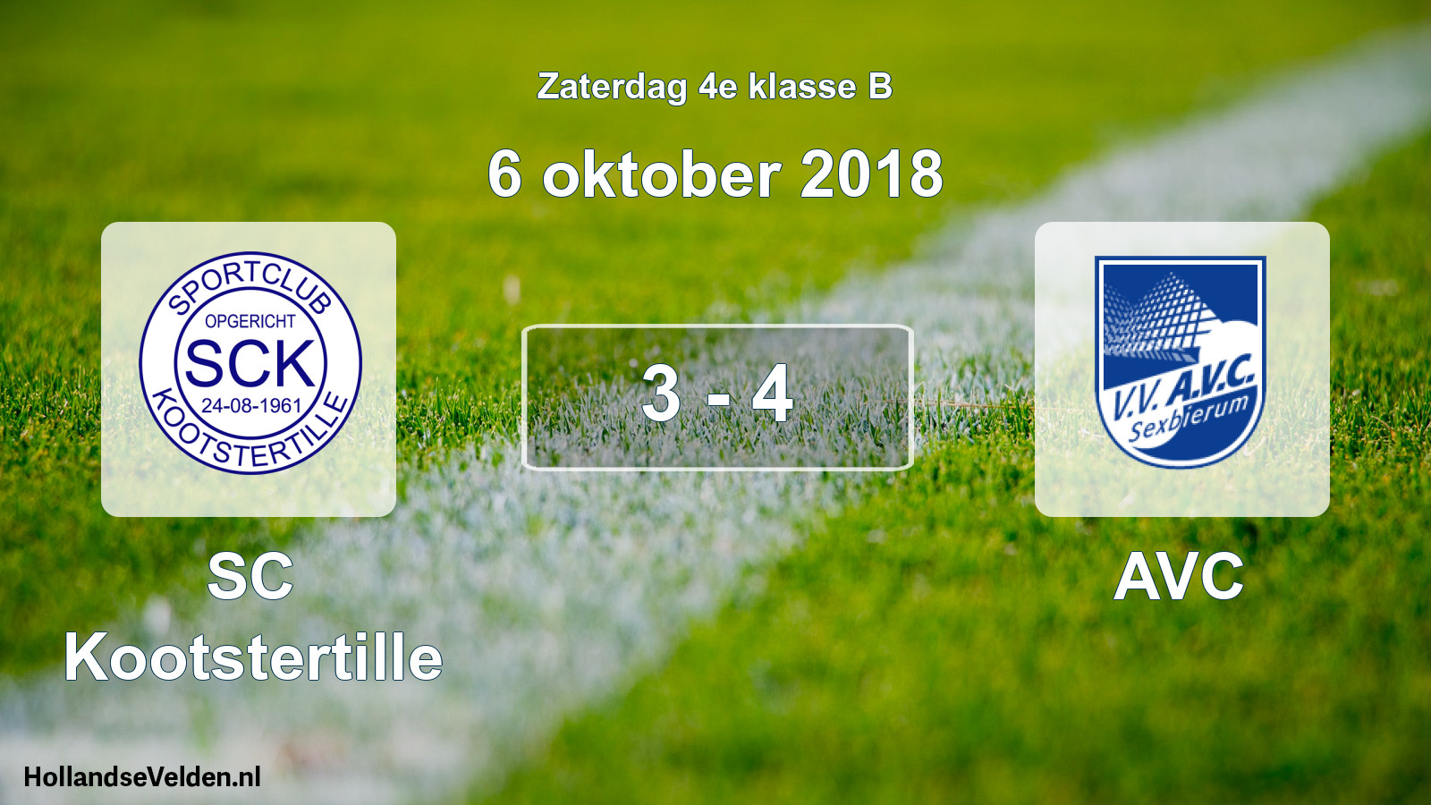 Total number of matches played: SC Kootstertille - AVC 3 - 4 (6 October 2018)