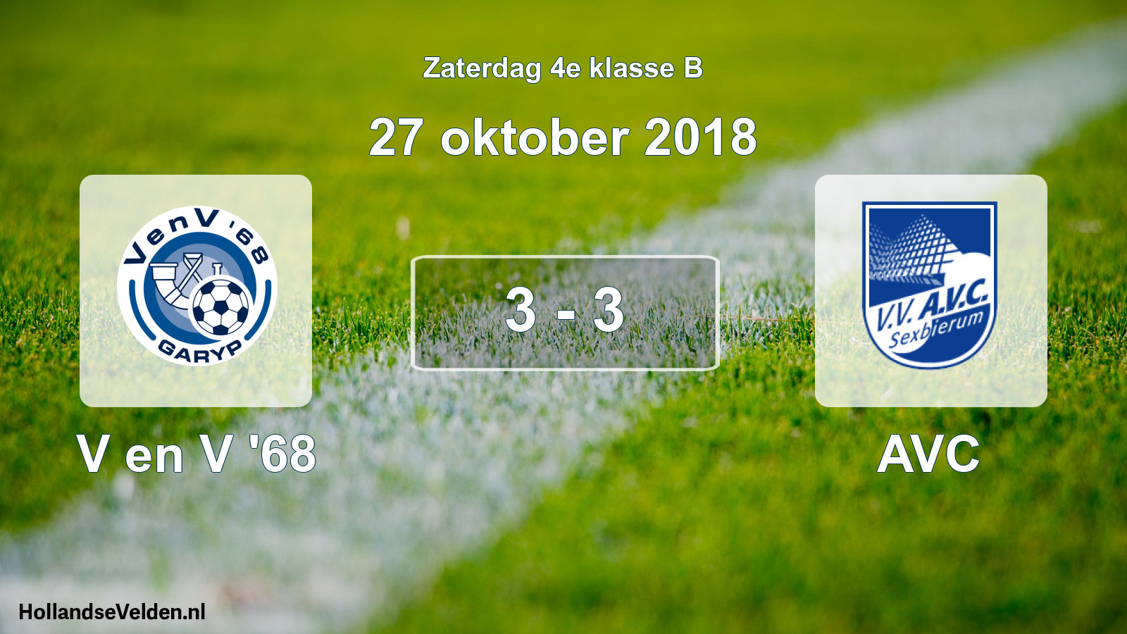Total number of matches played: V en V '68 - AVC 3 - 3 (27 October 2018)