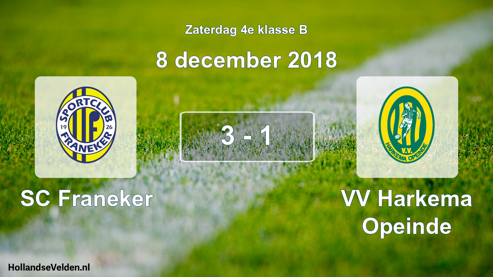 Total number of matches played: SC Franeker - VV Harkema Opeinde 3 - 1 (8 December 2018)