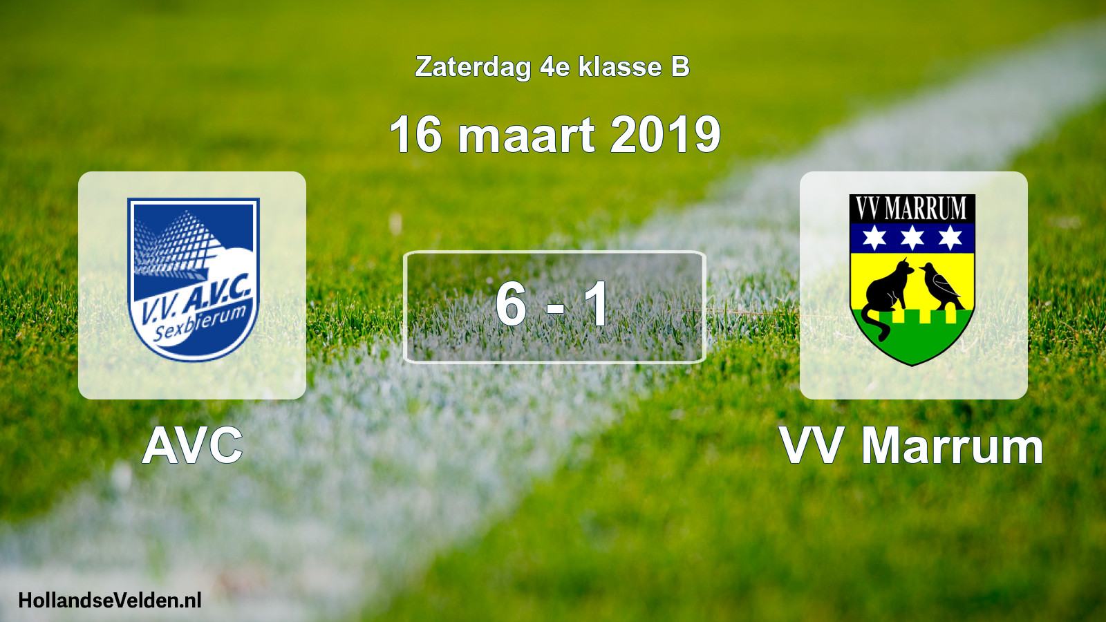 Total number of matches played: AVC - VV Marrum 6 - 1 (16 March 2019)
