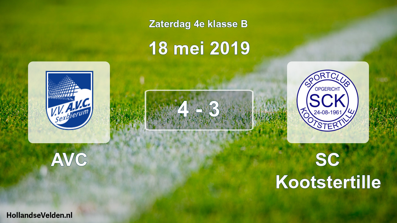 Total number of matches played: AVC - SC Kootstertille 4 - 3 (18 May 2019)