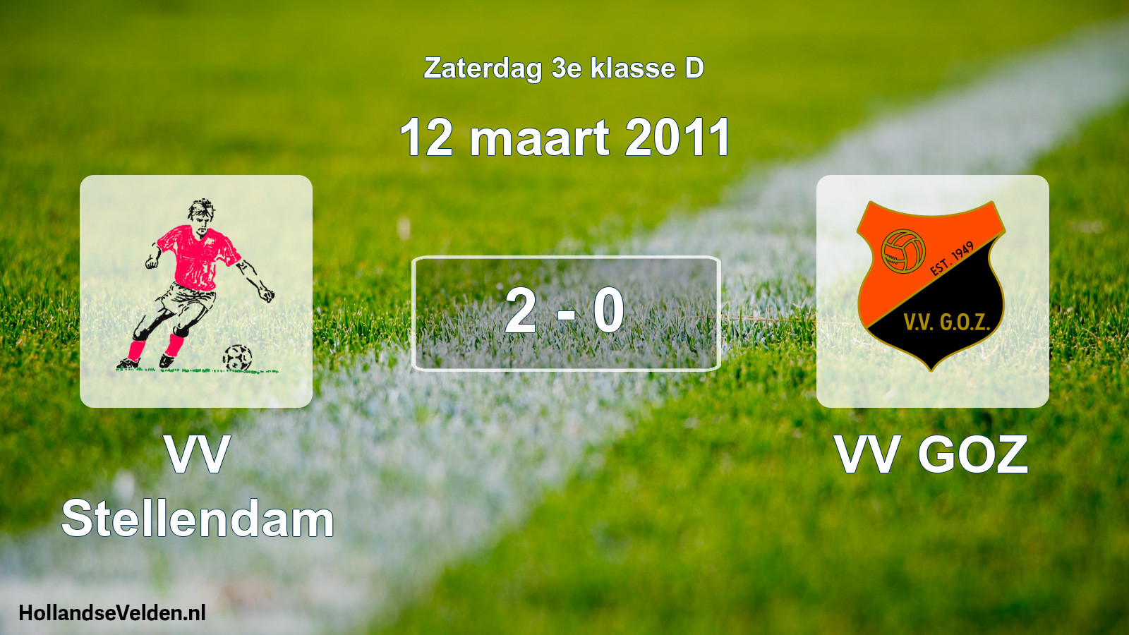 Total number of matches played: VV Stellendam - VV GOZ 2 - 0 (12 March 2011)