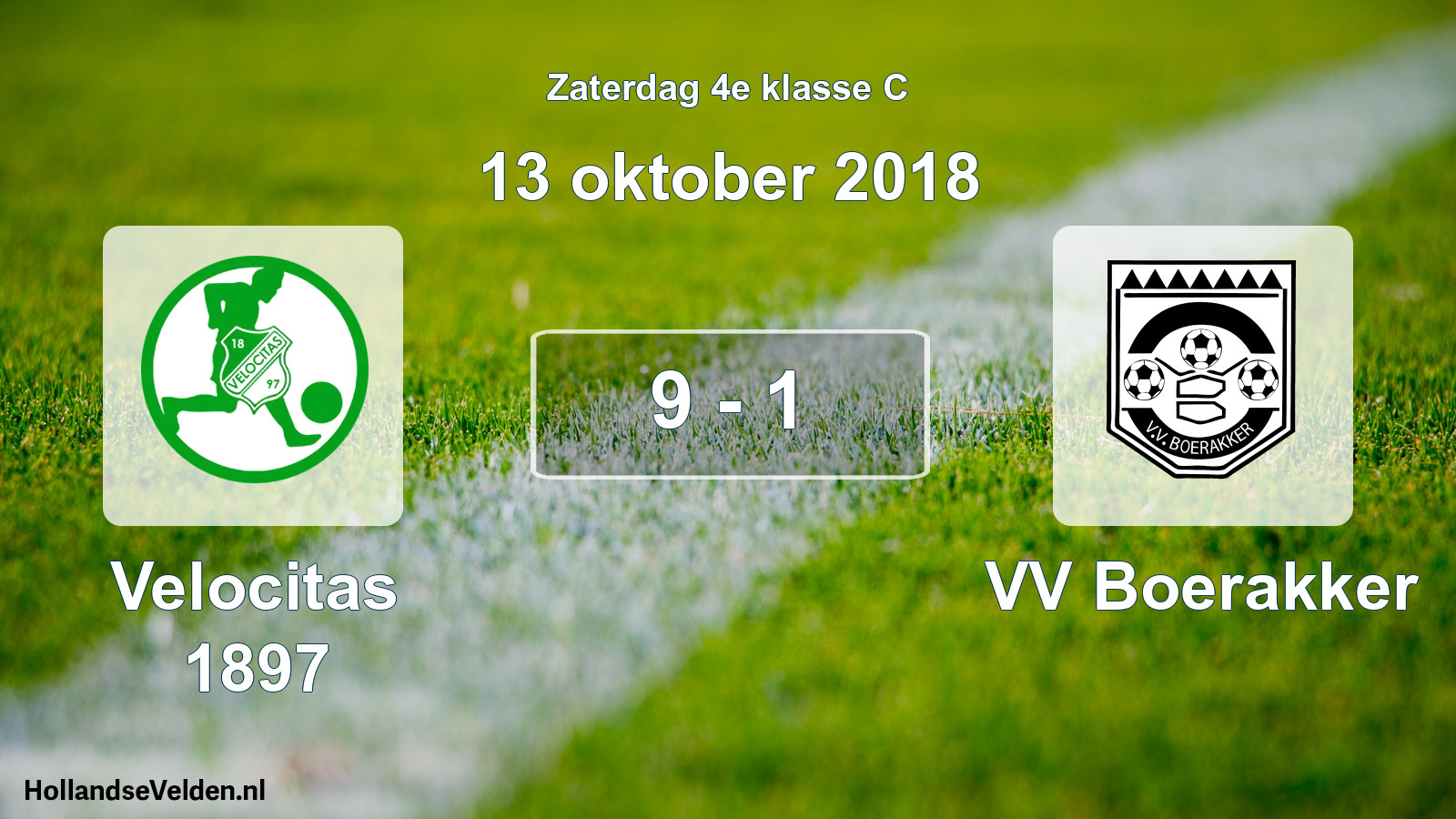 Total number of matches played: Velocitas 1897 - VV Boerakker 9 - 1 (13 October 2018)