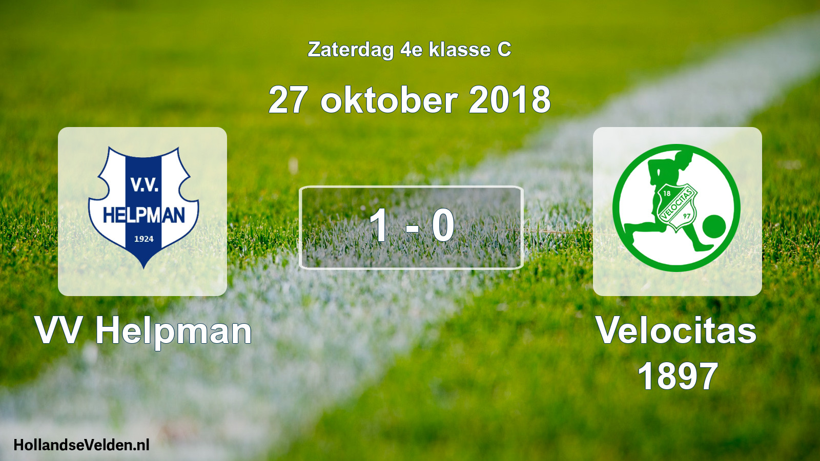 Total number of matches played: VV Helpman - Velocitas 1897 1 - 0 (27 October 2018)