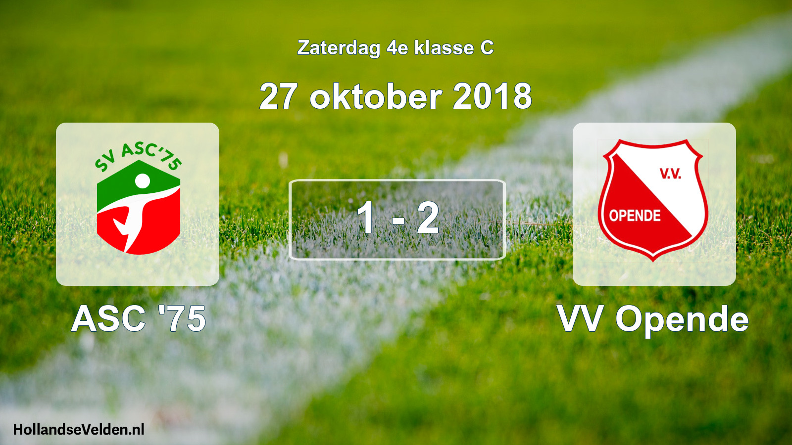 Total number of matches played: ASC '75 - VV Opende 1 - 2 (27 October 2018)