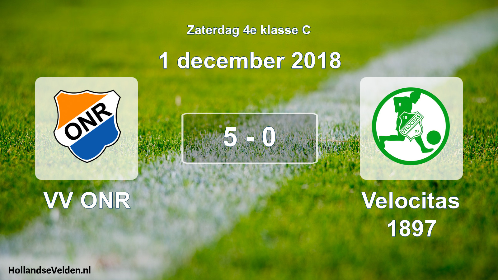 Total number of matches played: VV ONR - Velocitas 1897 5 - 0 (1 December 2018)