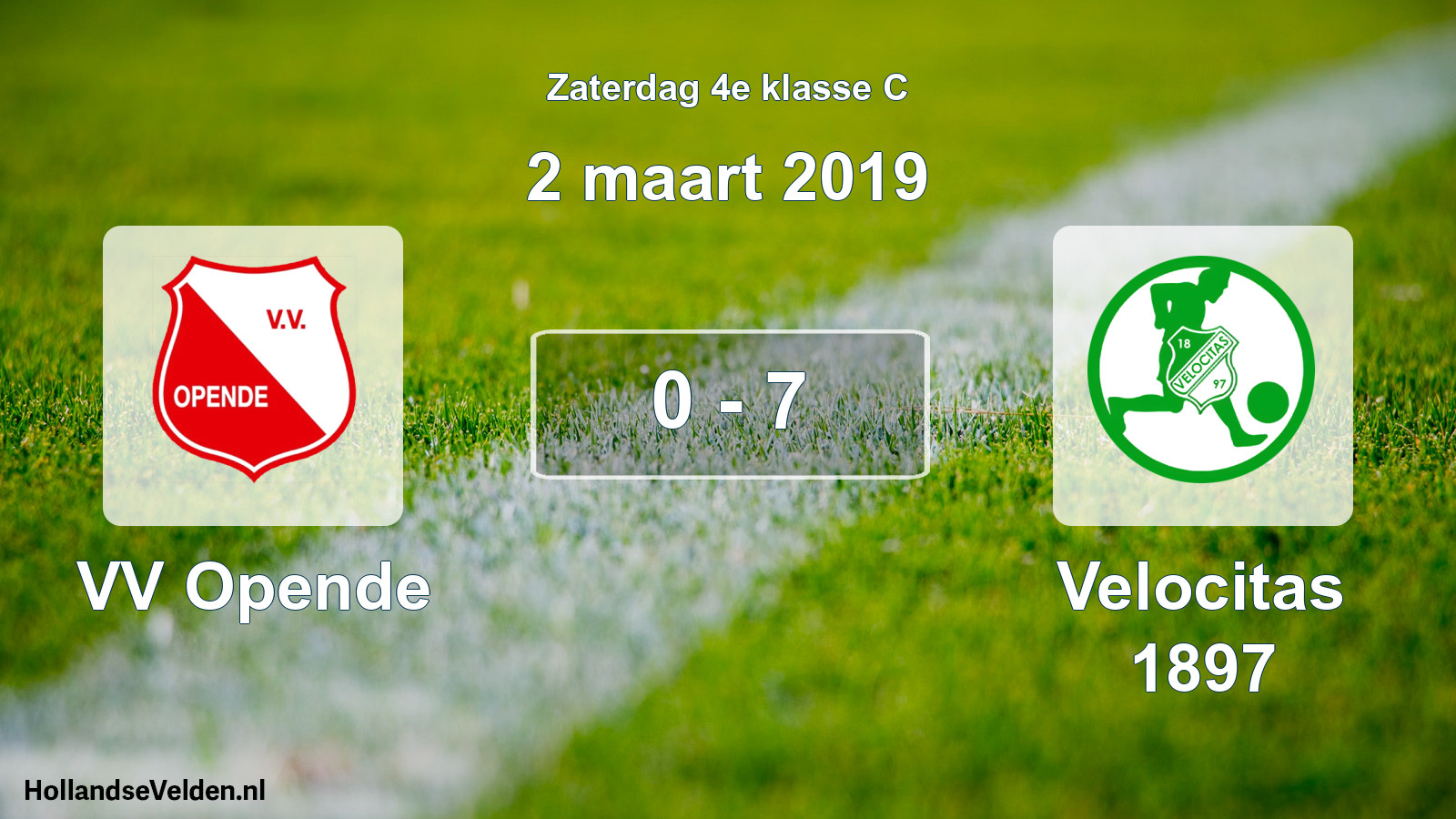 Total number of matches played: VV Opende - Velocitas 1897 0 - 7 (2 March 2019)