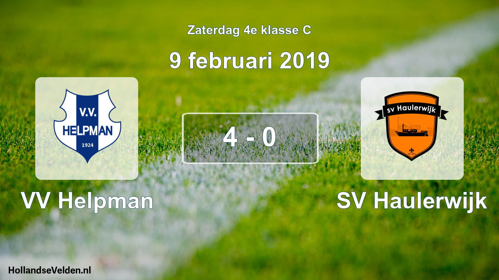 Total number of matches played: VV Helpman - SV Haulerwijk 4 - 0 (9 February 2019)