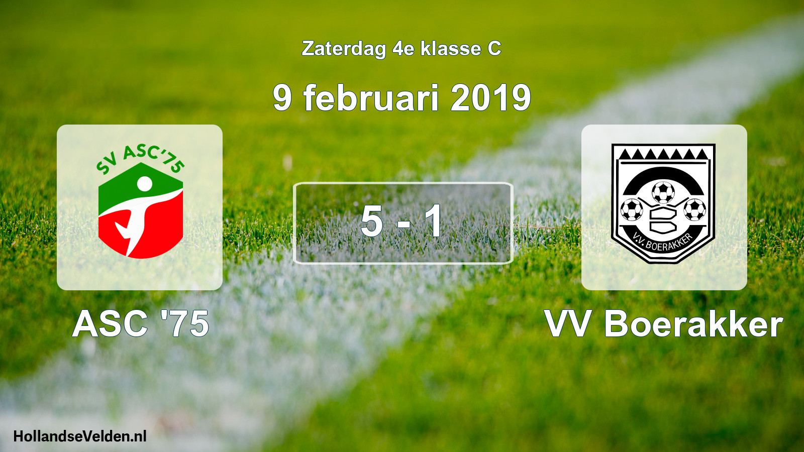 Total number of matches played: ASC '75 - VV Boerakker 5 - 1 (9 February 2019)