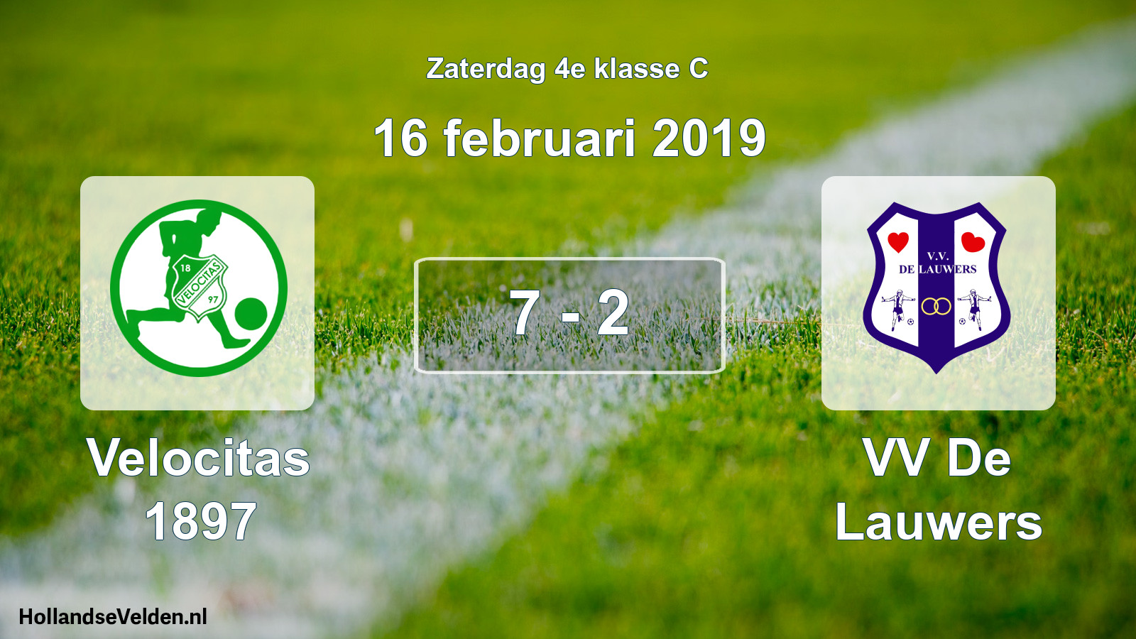 Total number of matches played: Velocitas 1897 - VV De Lauwers 7 - 2 (16 February 2019)