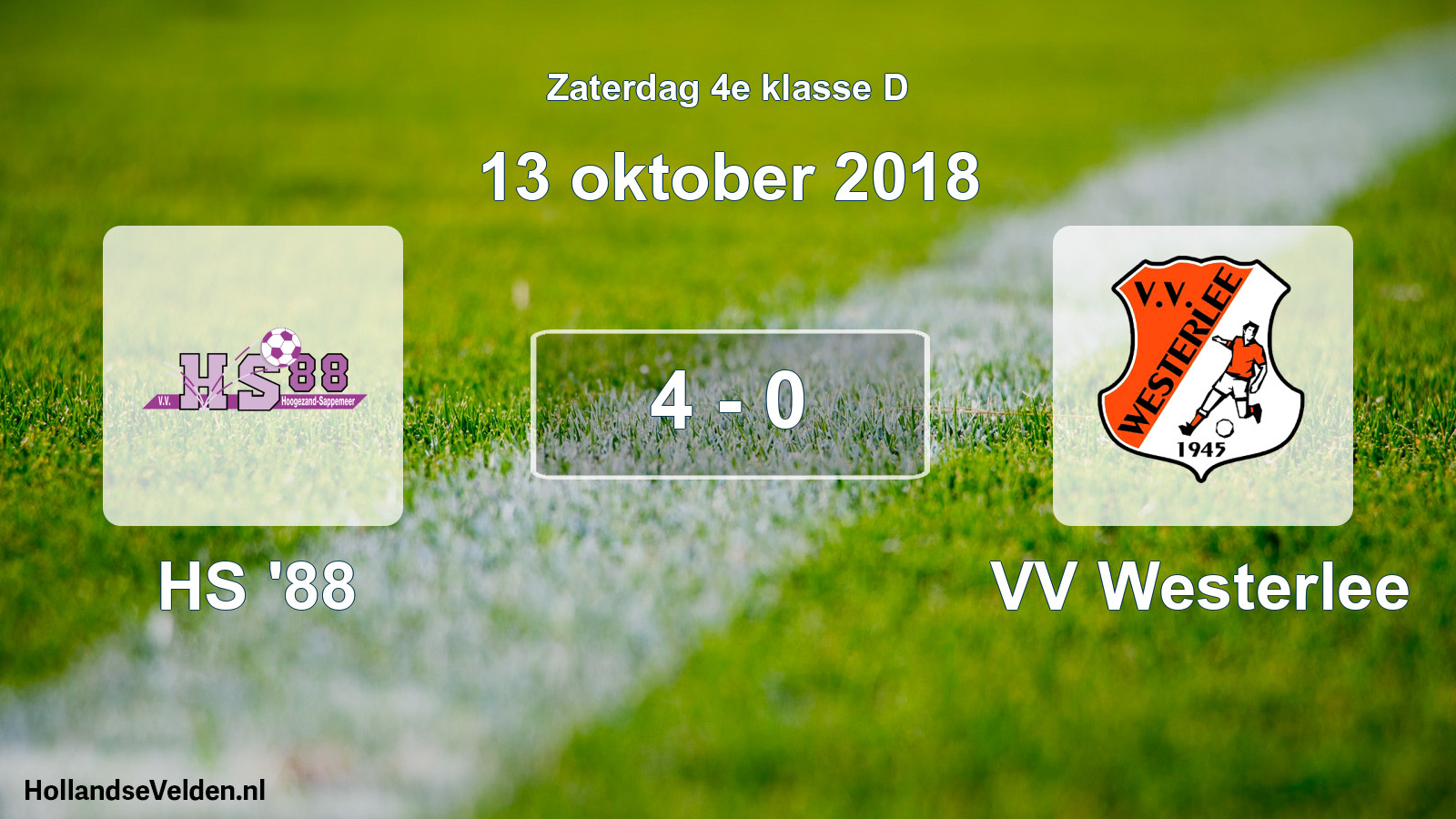 Total number of matches played: HS '88 - VV Westerlee 4 - 0 (13 October 2018)