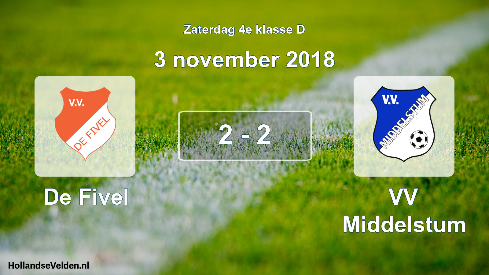Total number of matches played: De Fivel - VV Middelstum 2 - 2 (3 November 2018)