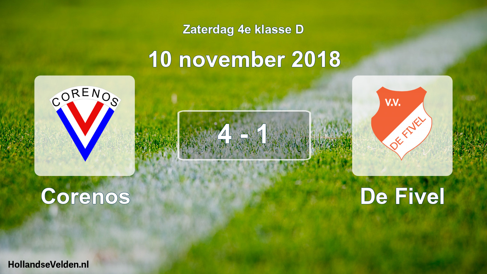 Total number of matches played: Corenos - De Fivel 4 - 1 (10 November 2018)