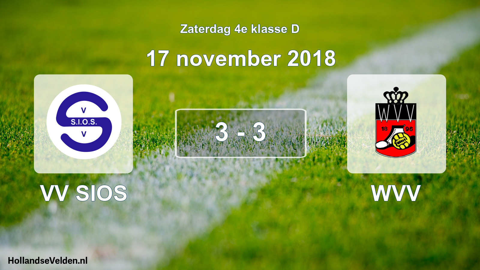 Total number of matches played: VV SIOS - WVV 3 - 3 (17 November 2018)