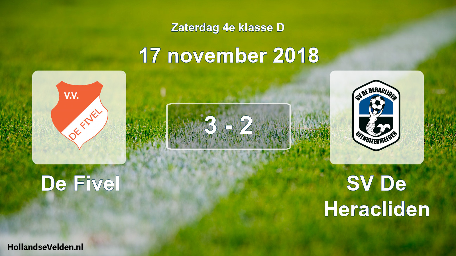 Total number of matches played: De Fivel - SV De Heracliden 3 - 2 (17 November 2018)