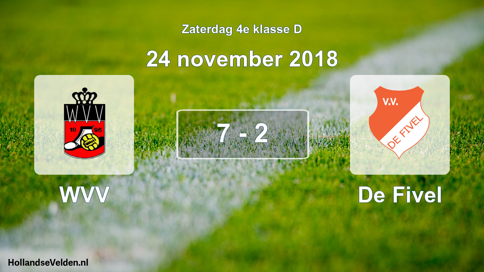 Total number of matches played: WVV - De Fivel 7 - 2 (24 November 2018)