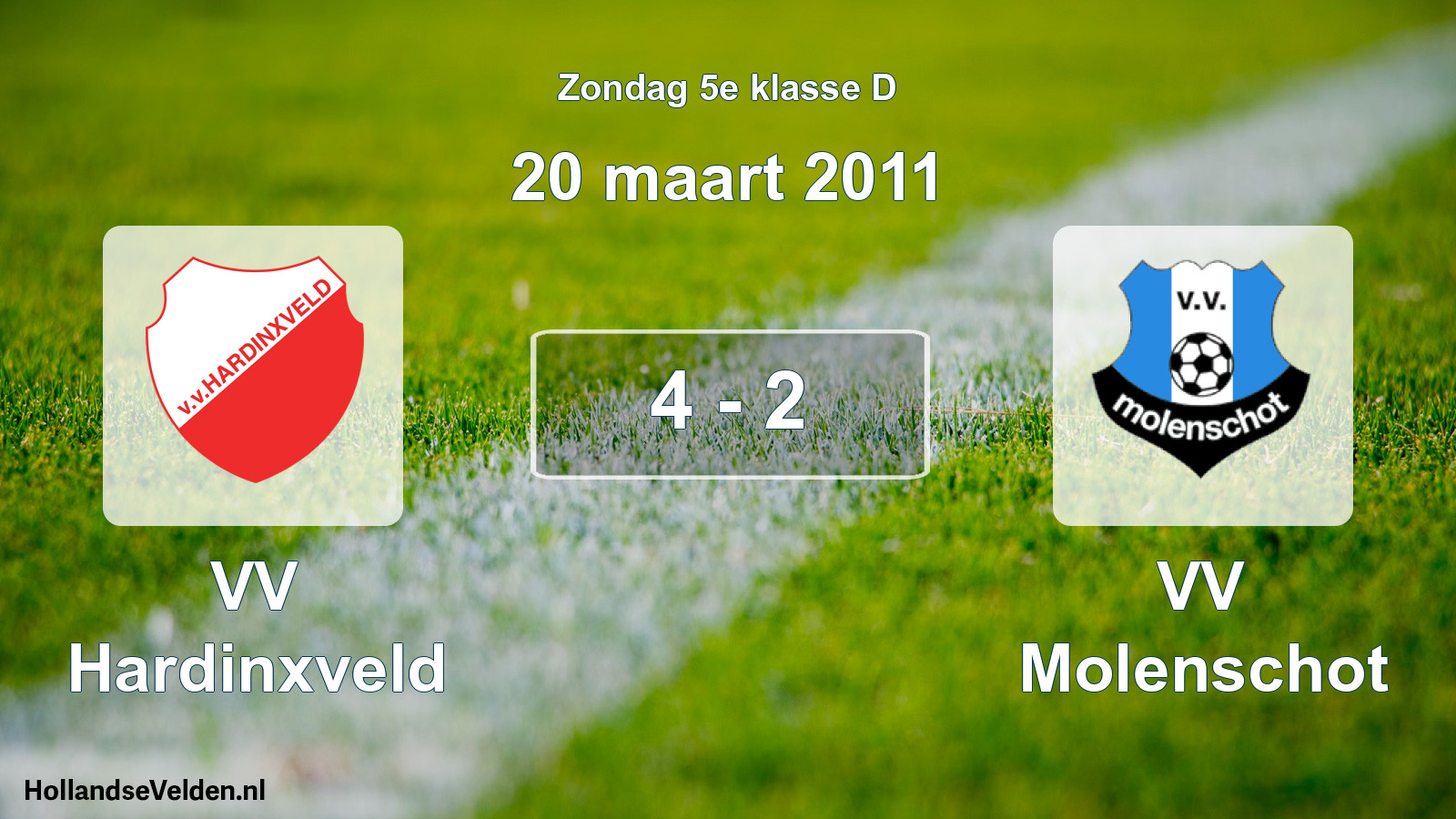 Total number of matches played: VV Hardinxveld - VV Molenschot 4 - 2 (20 March 2011)