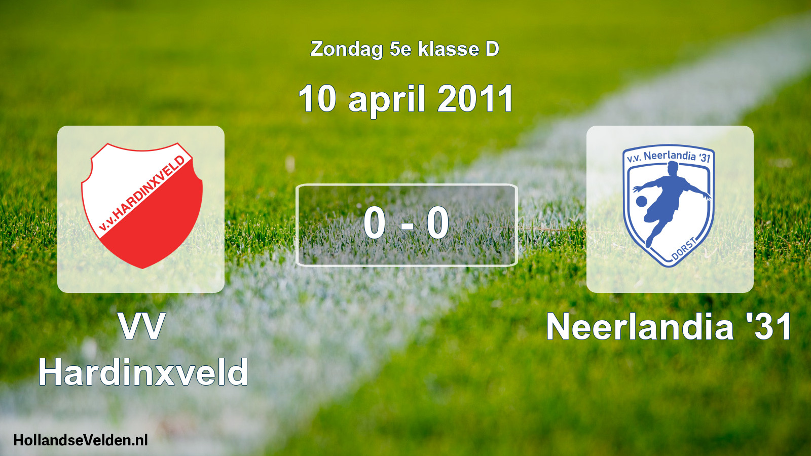 Total number of matches played: VV Hardinxveld - Neerlandia '31 0 - 0 (10 April 2011)