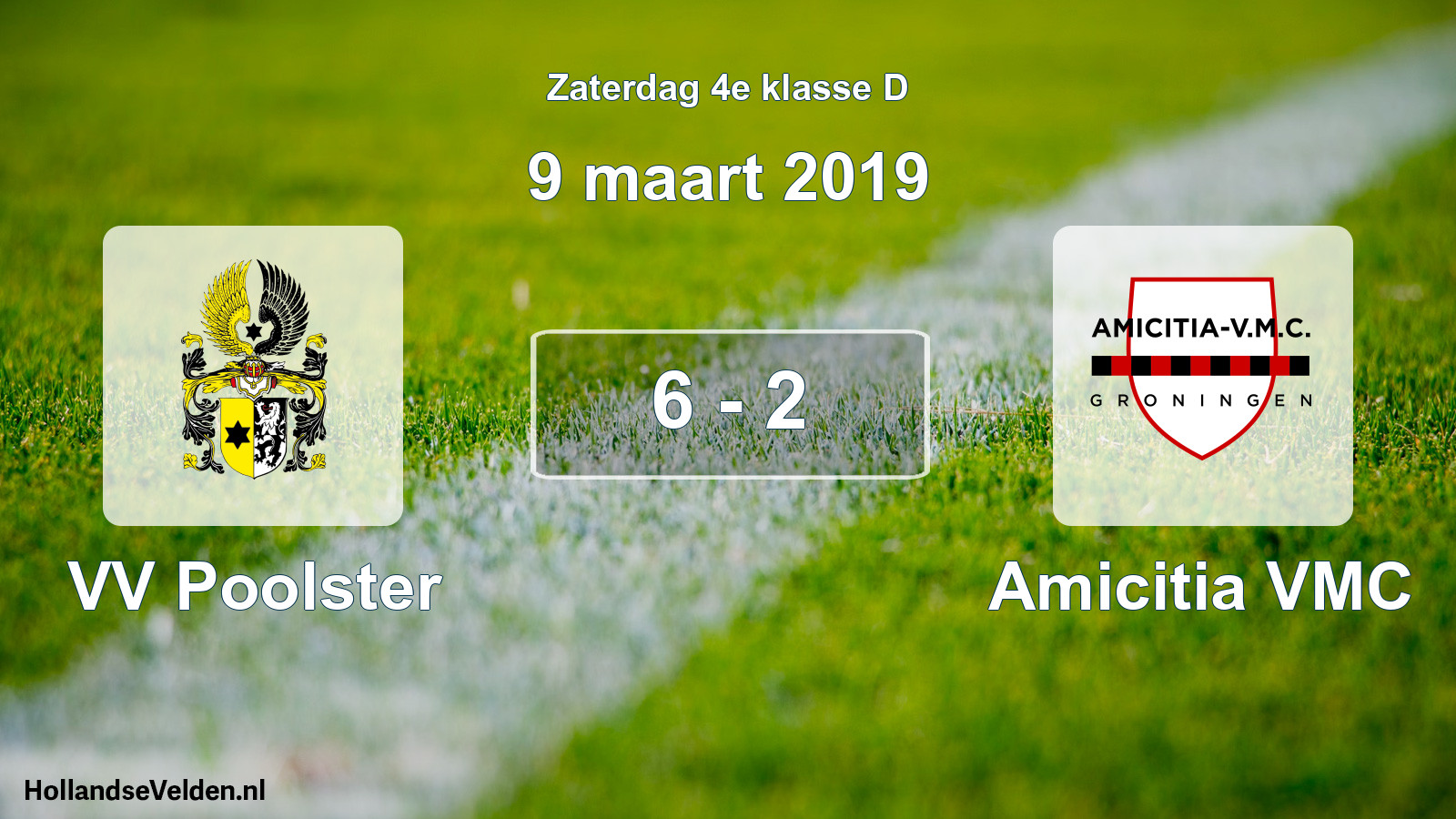Total number of matches played: VV Poolster - Amicitia VMC 6 - 2 (9 March 2019)