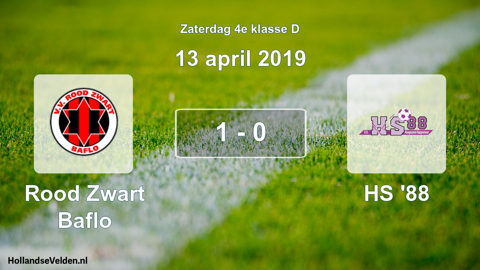 Total number of matches played: Rood Zwart Baflo - HS '88 1 - 0 (13 April 2019)