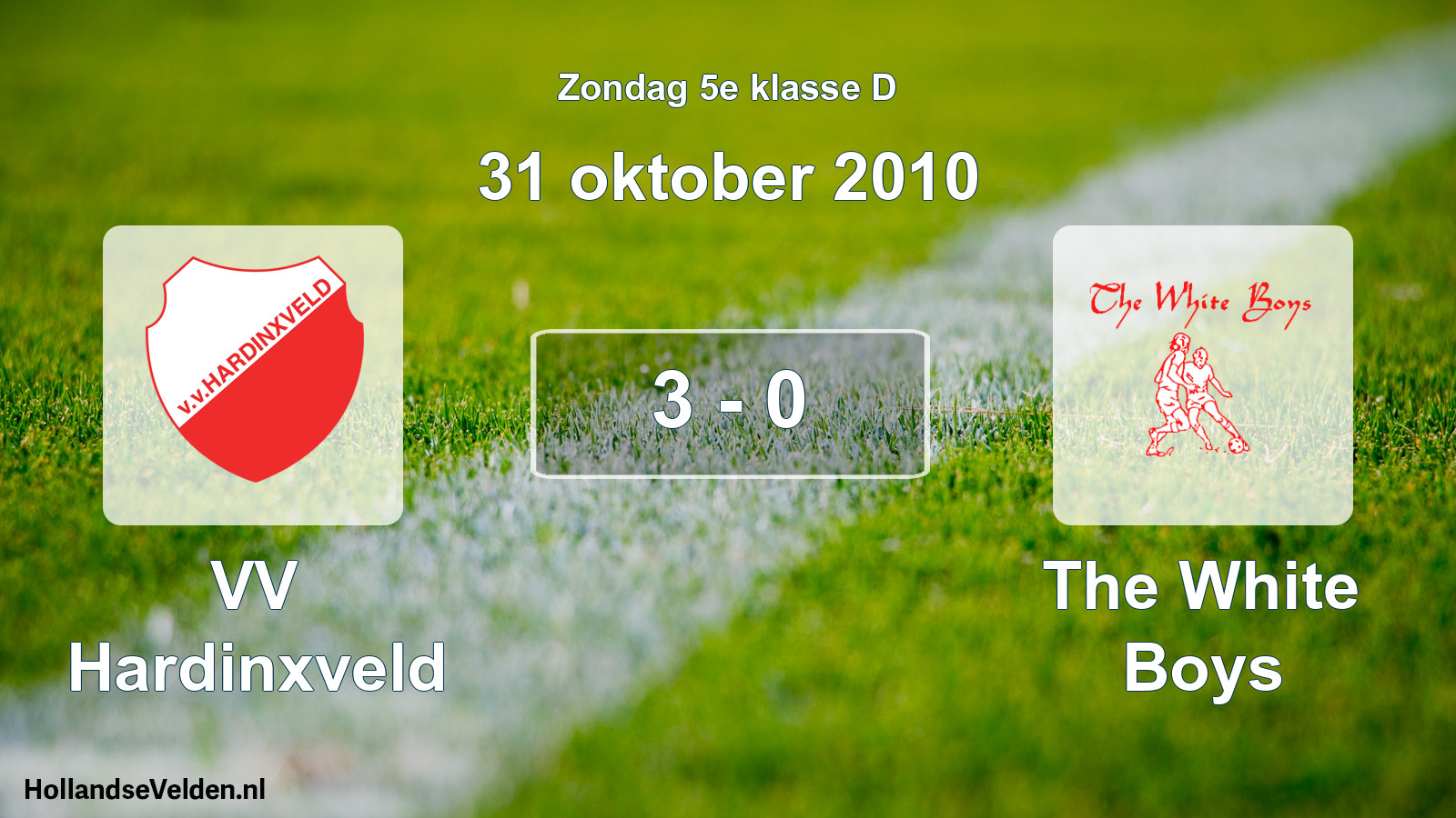 Total number of matches played: VV Hardinxveld - The White Boys 3 - 0 (31 October 2010)