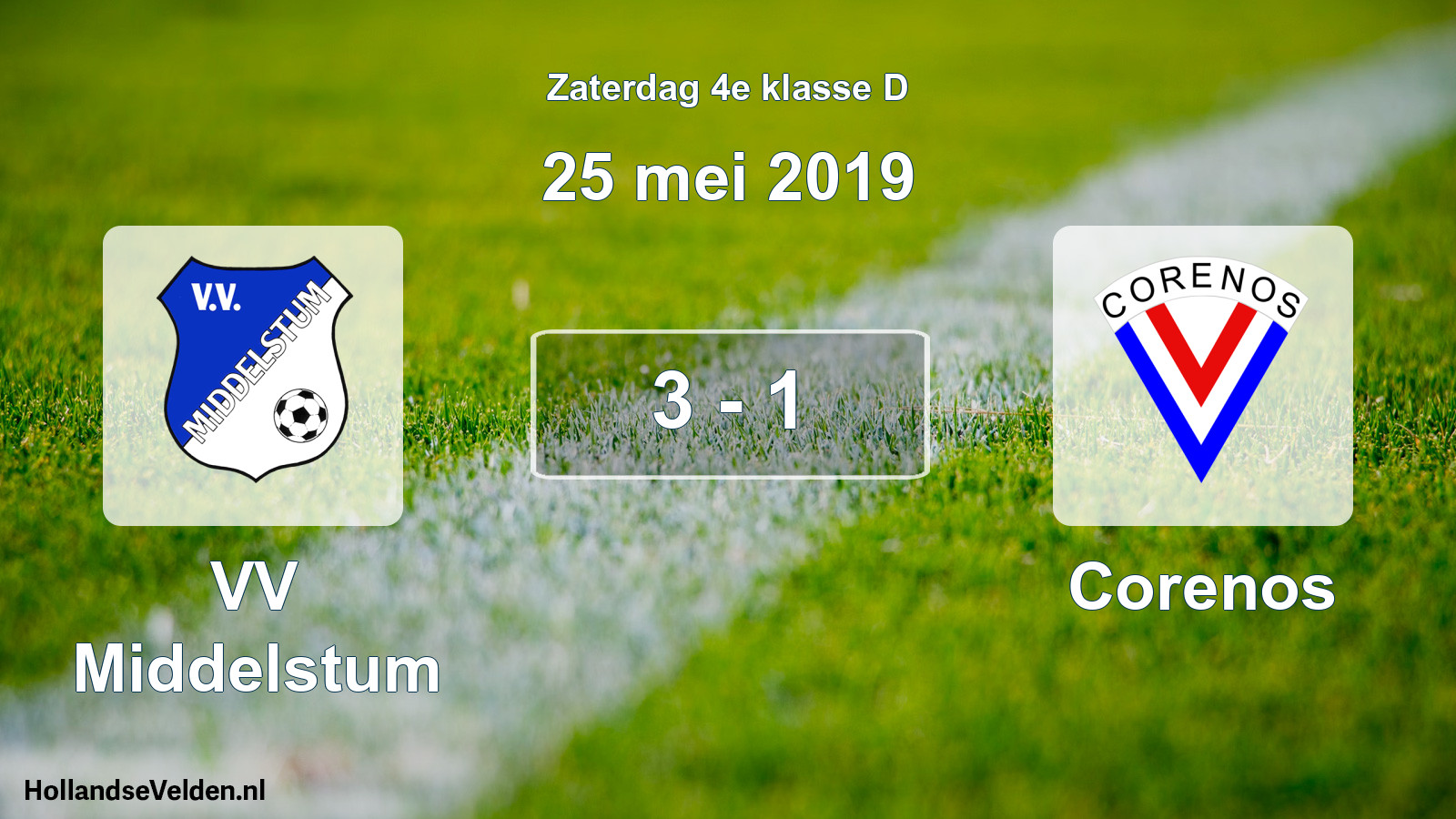 Total number of matches played: VV Middelstum - Corenos 3 - 1 (25 May 2019)