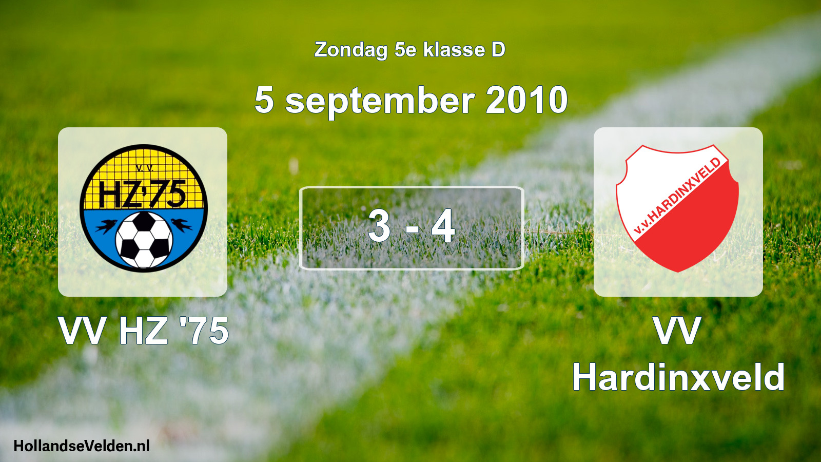 Gespeelde wedstrijd: VV HZ '75 - VV Hardinxveld 3 - 4 (5 september 2010)