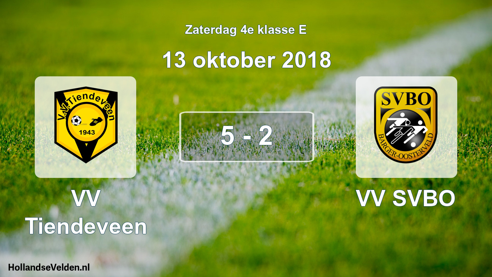 Total number of matches played: VV Tiendeveen - VV SVBO 5 - 2 (13 October 2018)