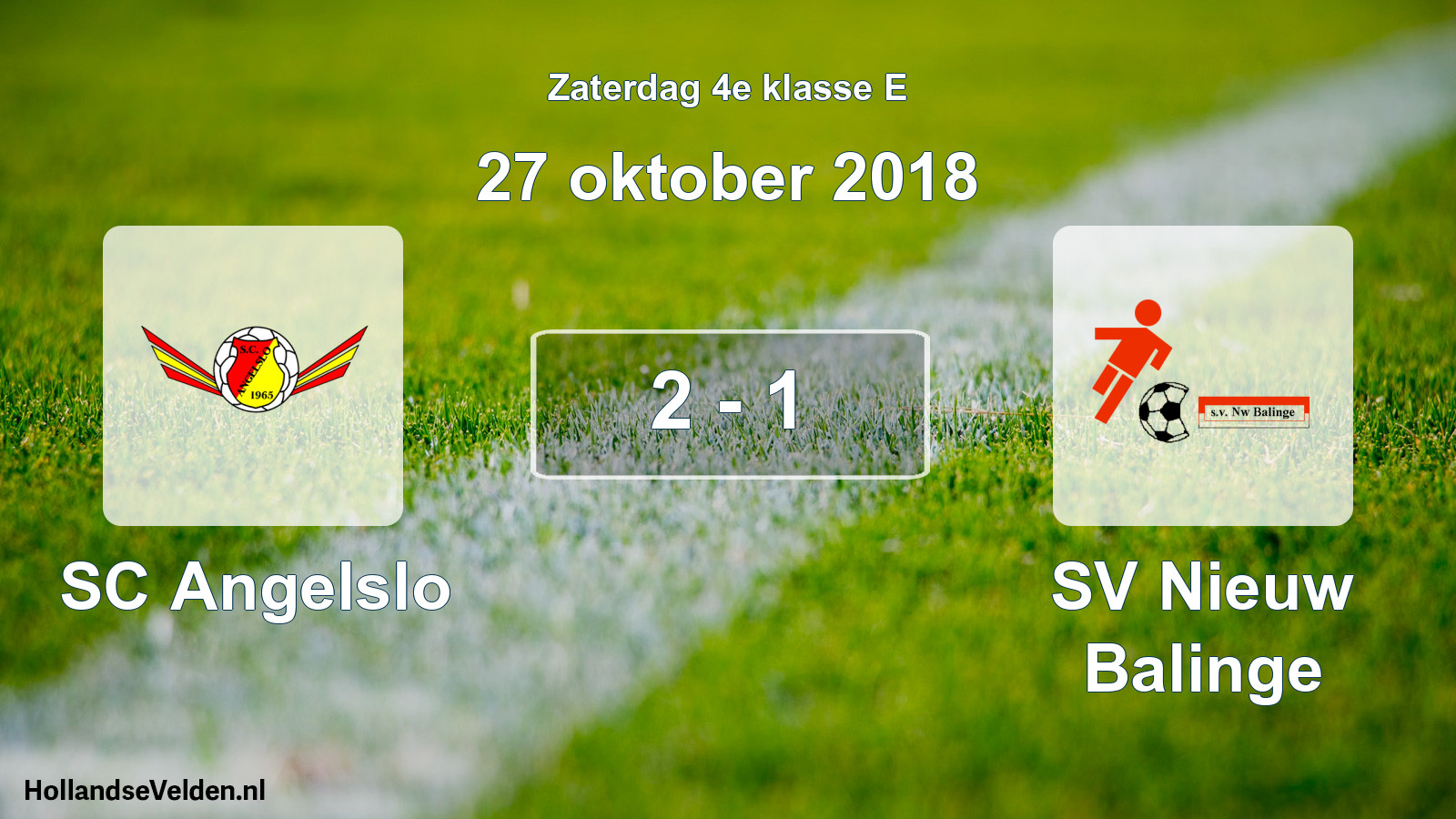 Total number of matches played: SC Angelslo - SV Nieuw Balinge 2 - 1 (27 October 2018)