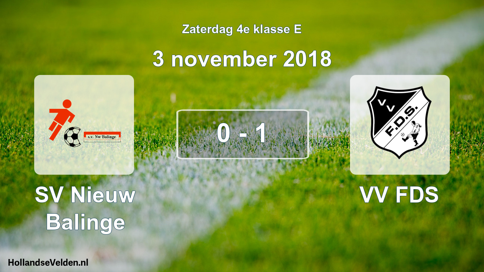 Total number of matches played: SV Nieuw Balinge - VV FDS 0 - 1 (3 November 2018)
