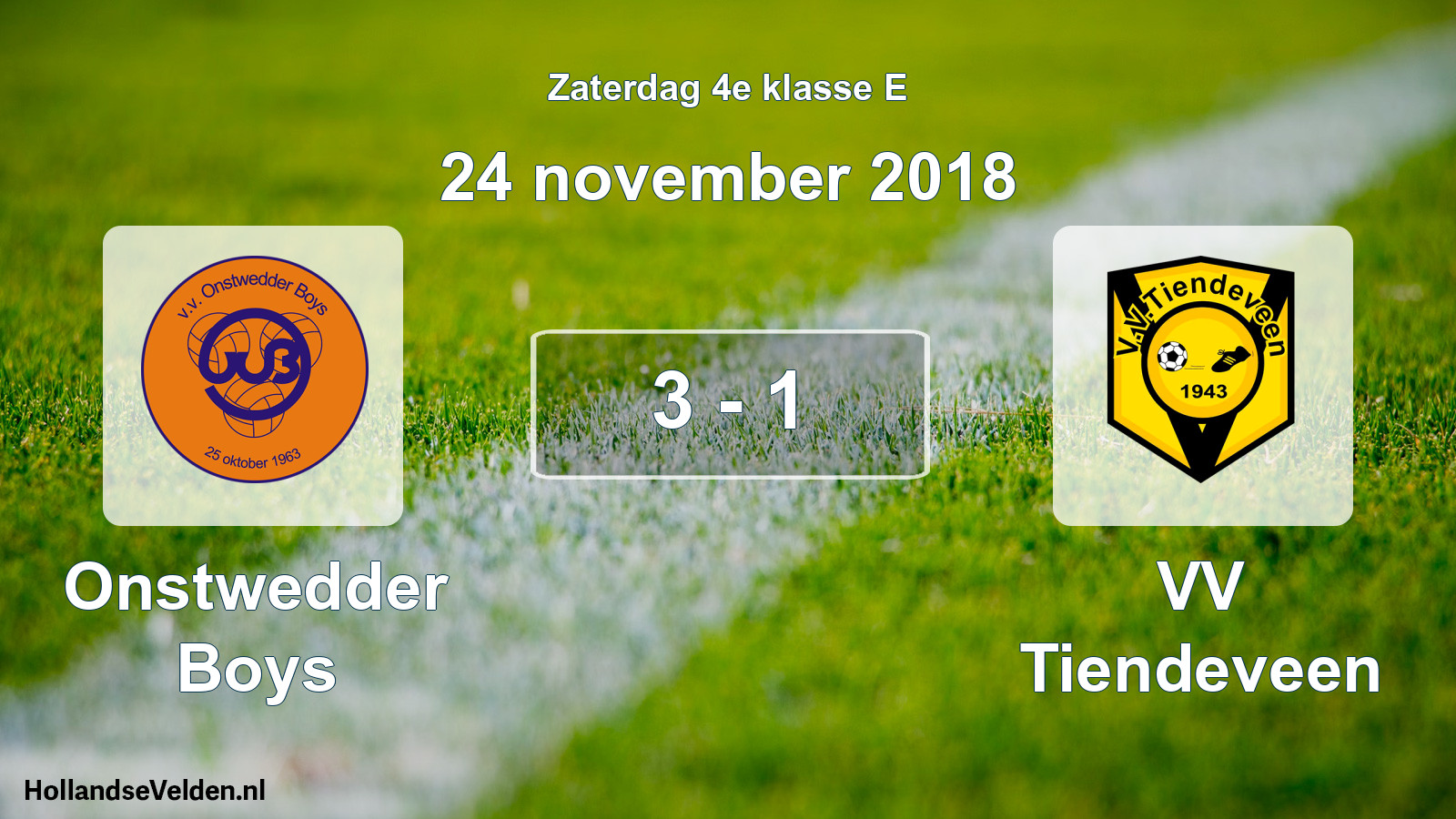 Total number of matches played: Onstwedder Boys - VV Tiendeveen 3 - 1 (24 November 2018)