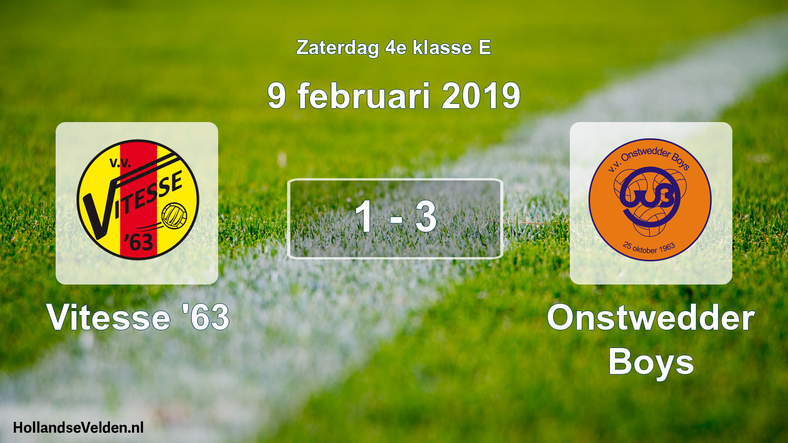 Total number of matches played: Vitesse '63 - Onstwedder Boys 1 - 3 (9 February 2019)