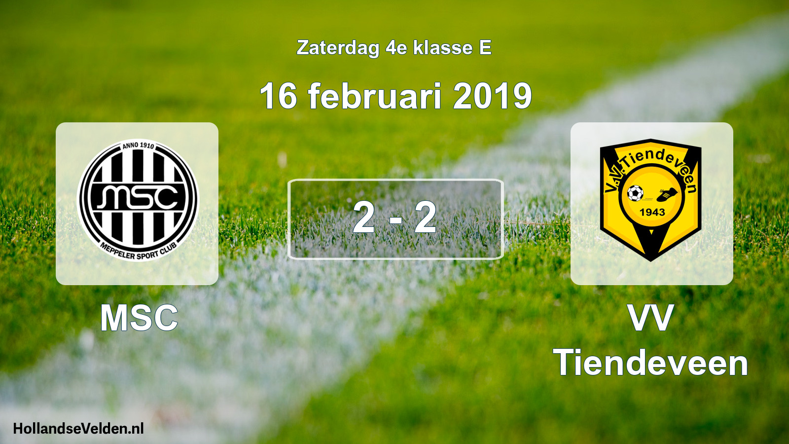 Total number of matches played: MSC - VV Tiendeveen 2 - 2 (16 February 2019)
